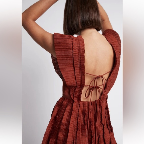 Aje Hybrid Pleated Ruffle Midi Dress Size 6 US / 10 AU - Picture 3 of 15